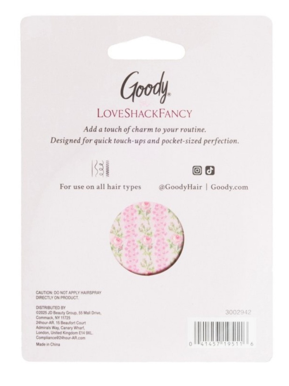 LoveShackFancy Pink Floral Pattern Compact Mirror - Picture 4 of 4